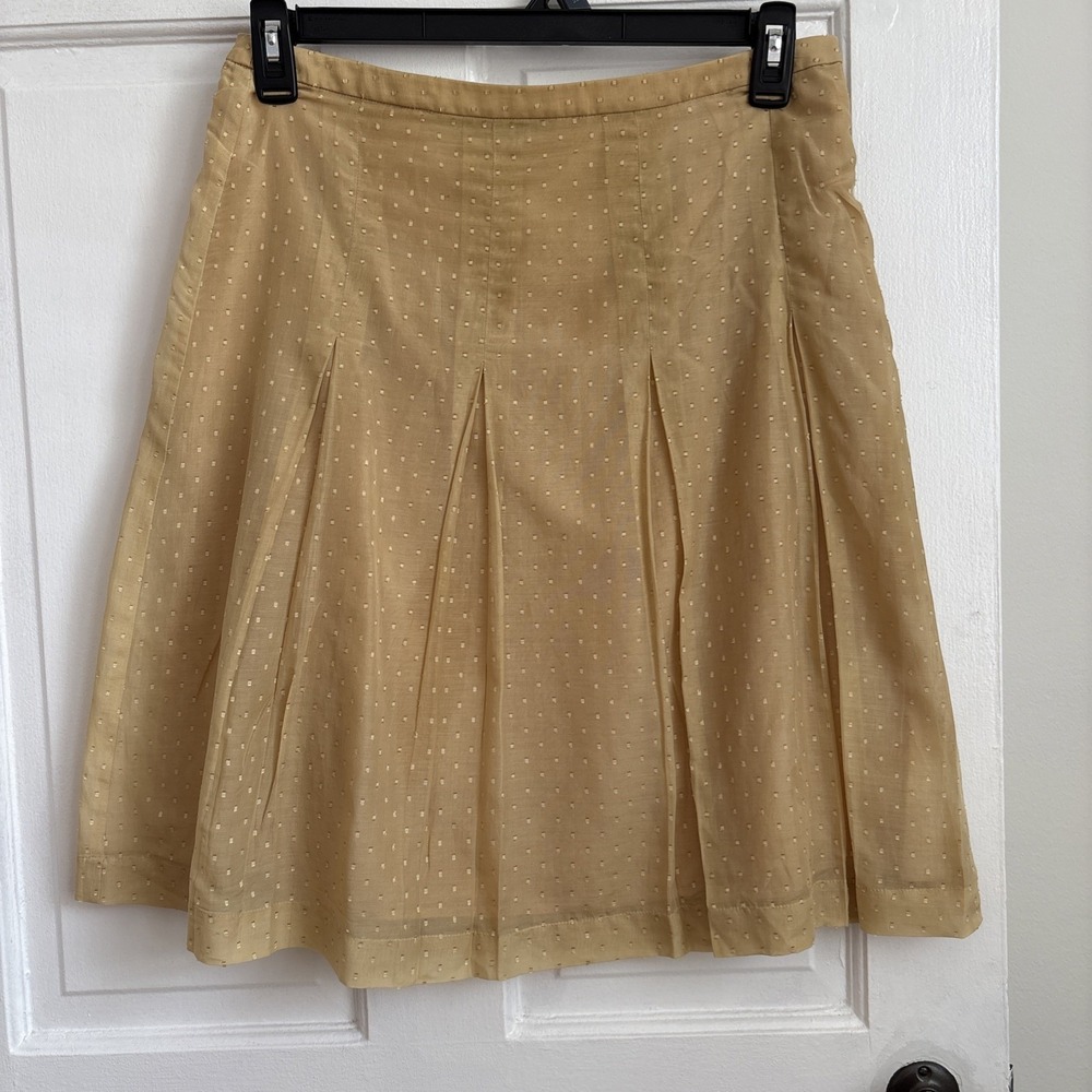 Bernadette Conte Swiss Dot Pleated A-Line Skirt Tan Tan Size 6
